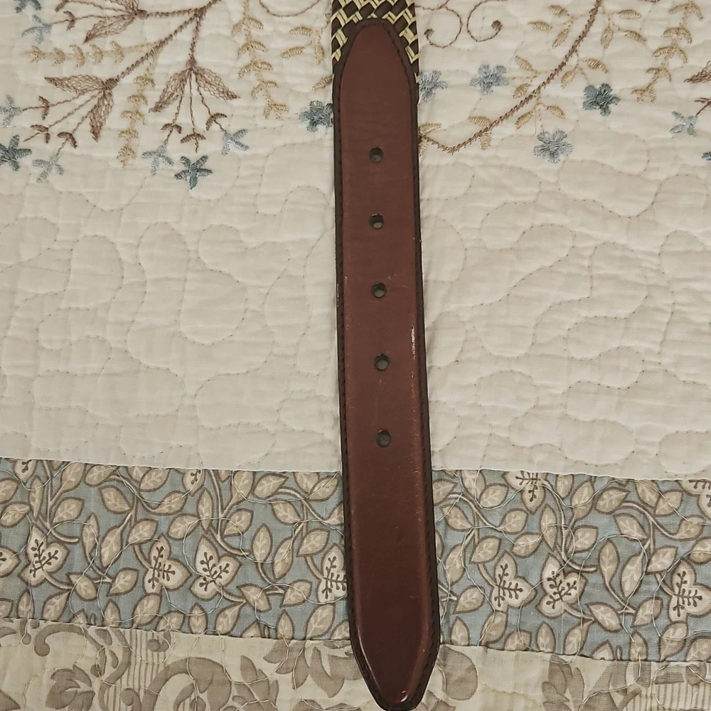 Vintage Genuine Leather Men's Belt With Cord Braids Size 34 - Picture 5 of 12